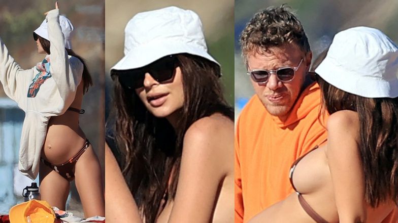 Ciężarna Emily Ratajkowski spędza dzień na plaży
