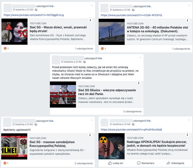 Filmy udostępnione przez jedną osobę na stronie protestu