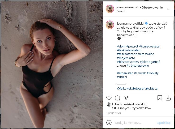 Post Joanny Moro, który już usunęła