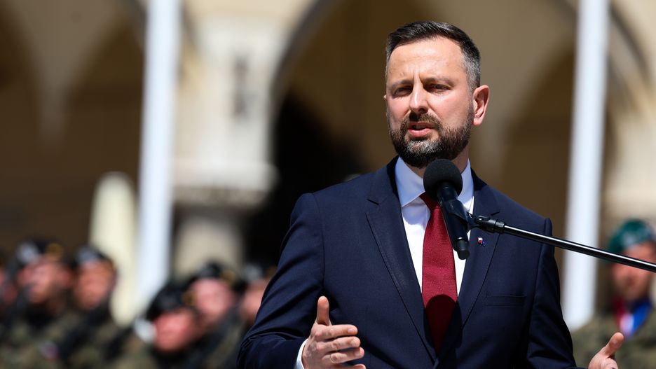 Minister of National Defense and Deputy Prime Minister, Wladyslaw Kosiniak-Kamysz, is participating in celebrations marking the 80th anniversary of the Battle of Monte Cassino at the Main Square in Krakow, Poland, on May 18, 2024. On the occasion of the 80th anniversary of the Battle of Monte Cassino, one of the bloodiest battles fought by Allied troops against the forces of the Third Reich during World War II, celebrations are being held on the Main Square with the participation of Prime Minister Donald Tusk and Minister of National Defense Wladyslaw Kosiniak-Kamysz. The Minister is announcing the establishment of the 2nd Polish Corps Day. The ceremony is being attended by the army, which is marching through the streets of the city. There is also a military picnic on Blonia, where military vehicles are being presented. (Photo by Klaudia Radecka/NurPhoto via Getty Images)