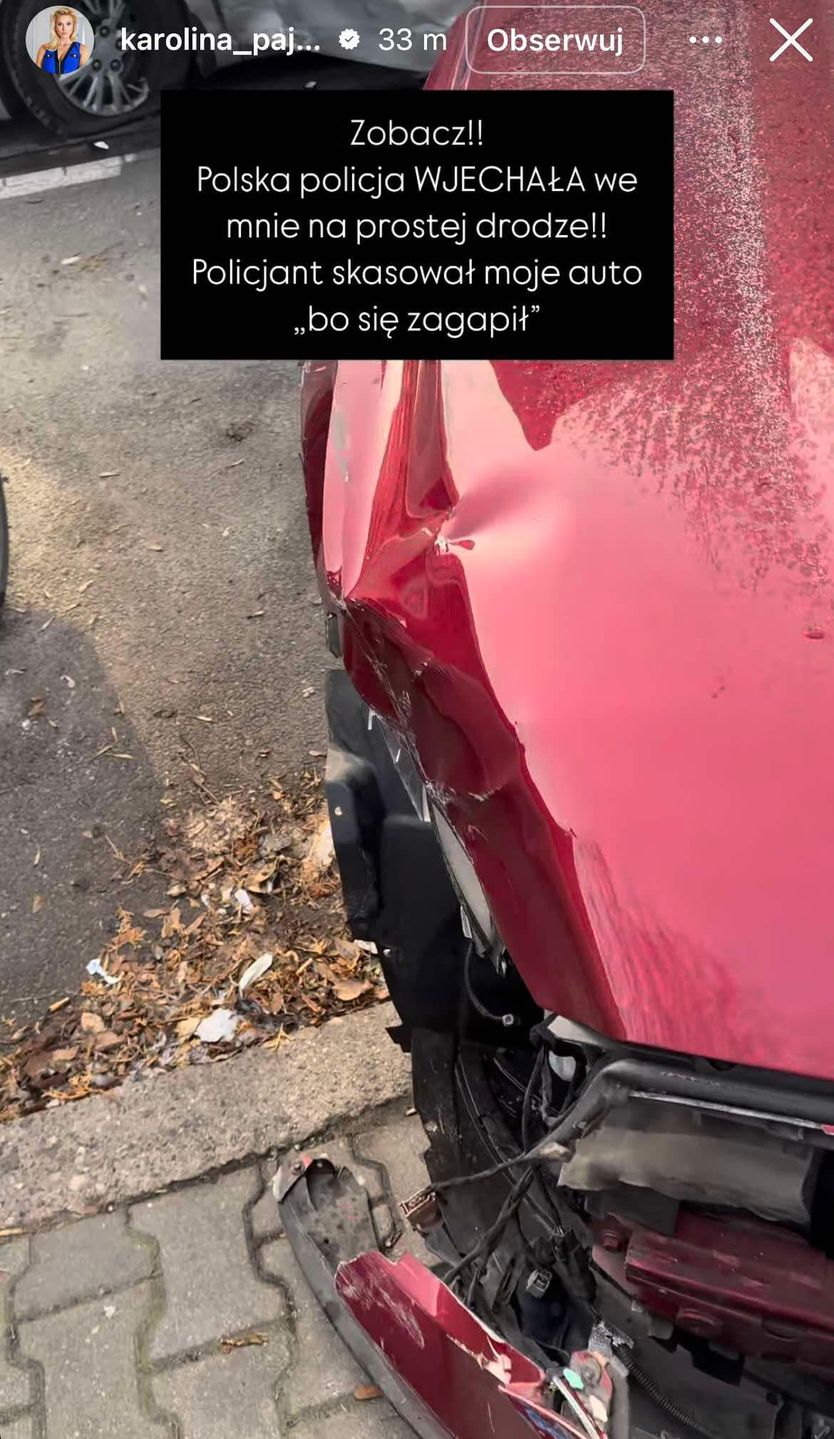 Karolina Pajączkowska miała wypadek