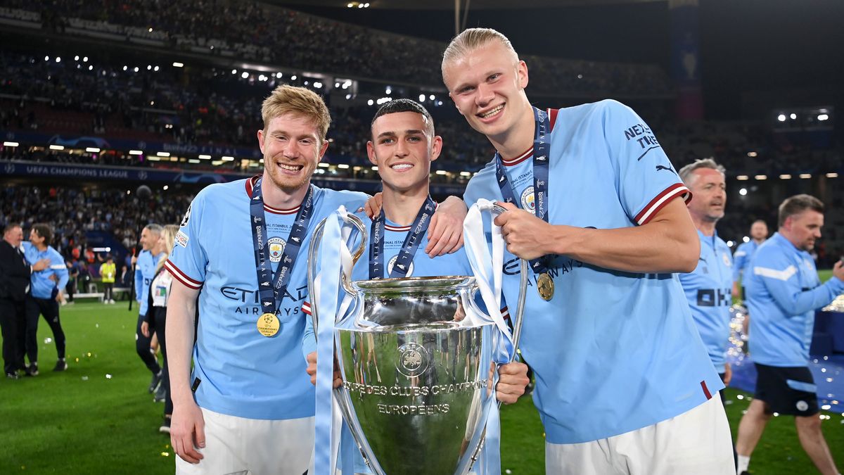 Getty Images / Michael Regan - UEFA / Na zdjęciu: Kevin De Bruyne, Phil Foden i Erling Haaland