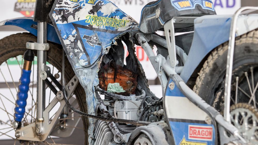 Motocykl Maksyma Drabika po pożarze