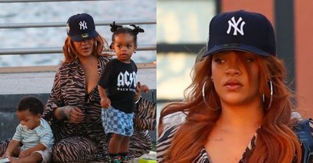 Rihanna dokazuje z dziećmi w nowojorskim parku na kocyku za ponad 4 tysiące (ZDJĘCIA)