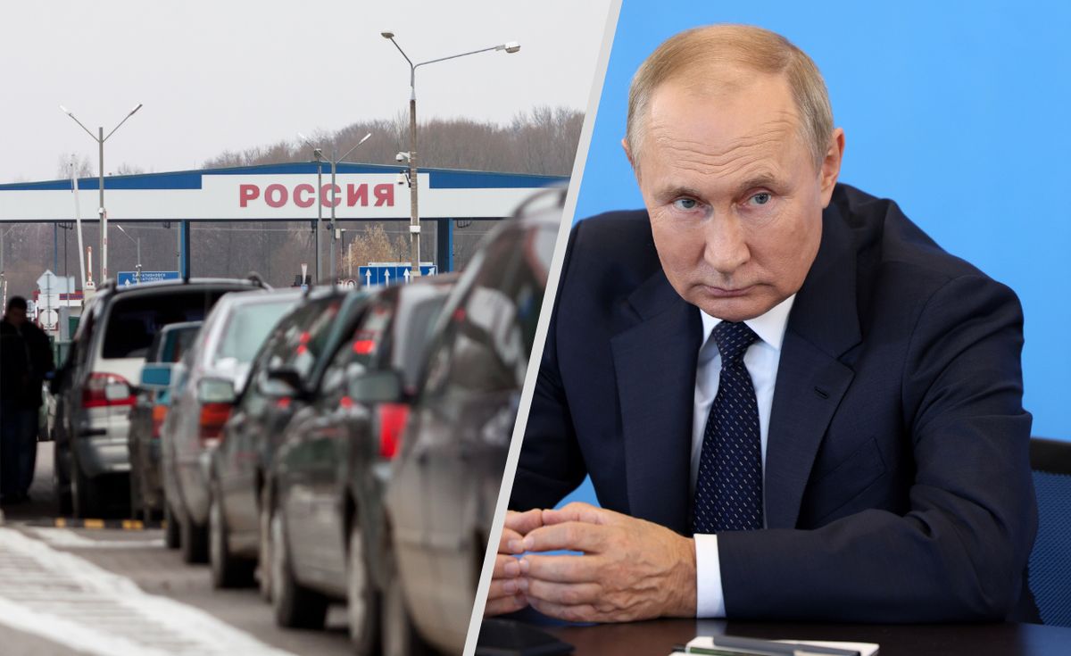 Władimir Putin i jedno z przejść granicznych w Rosji