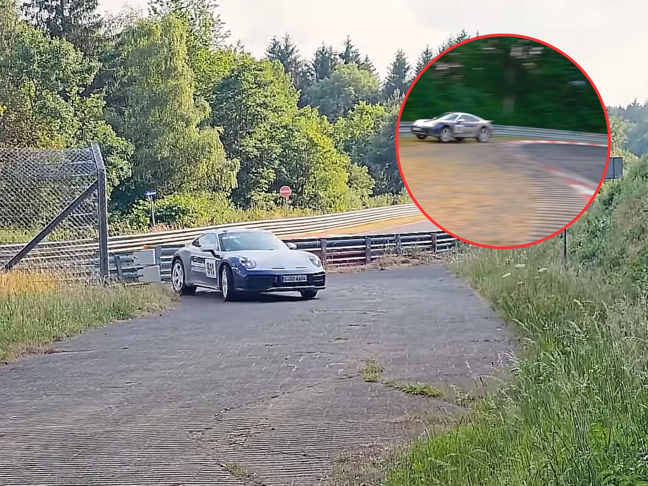 Porsche 911 nagle zjechało z toru w las. Była to jednak część planu