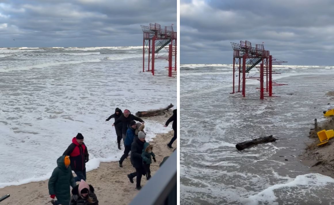 Fale wdarły się na ląd w Stegnie. "Morze zagarnęło całą plażę"
