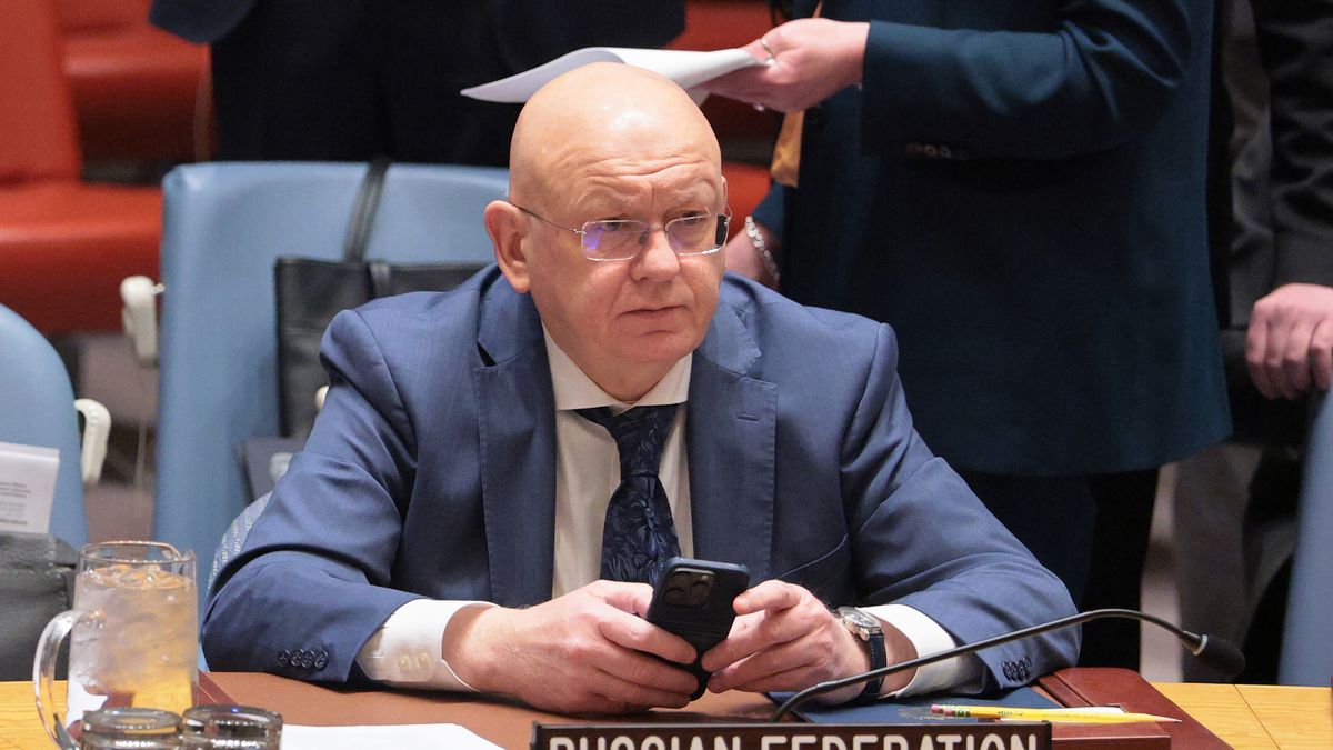 NEW YORK, NEW YORK - APRIL 07: Ambassador Vassily Nebenzia, Permanent Representative of the Russian Federation to the UN, awaits the start of a United Nations Security Council meeting regarding the situation in the Middle East at the United Nations (UN) headquarters on April 07, 2026 in New York City. The Security Council is scheduled to vote on a resolution introduced by Bahrain focusing on reopening the Strait of Hormuz that has been repeatedly watered down due to opposition from Russia and China.  (Photo by Michael M. Santiago/Getty Images)