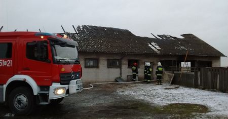 Pożar w Bałtowie. W akcji udział brało 38 strażaków.
