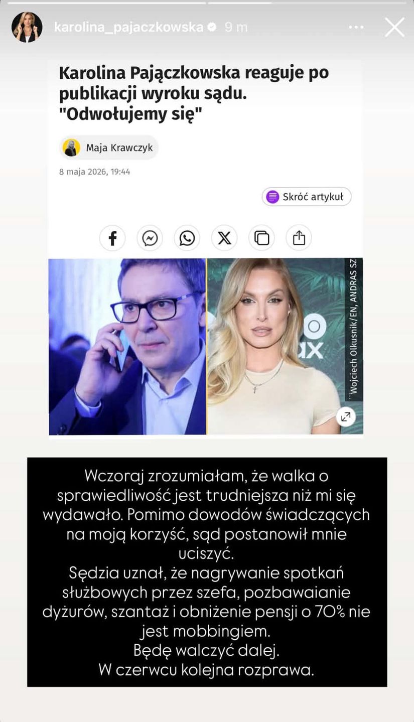 Karolina Pajączkowska grzmi po przegraniu procesu z Adamczykiem