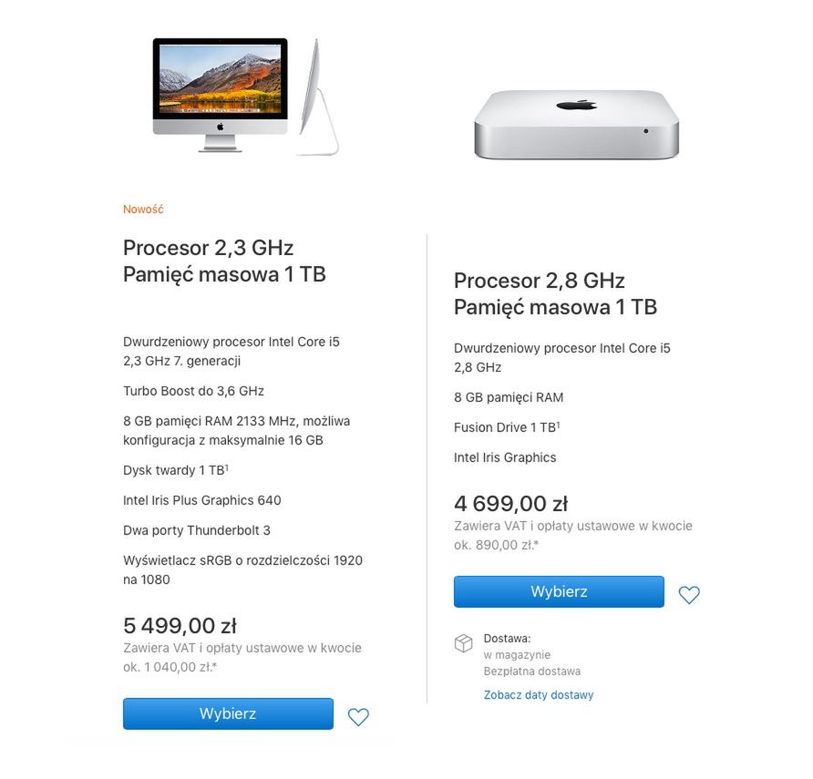 Jeśli do Maca Mini dołożymy klawiaturę Apple i Magic Mouse to będzie on kosztował 5590 zł, a ciągle nie mamy monitora. iMac w podstawowej konfiguracji będzie zdecydowanie szybszy.