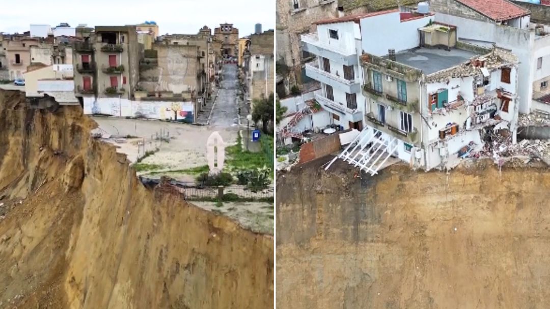 wiadomości,aktualności,WP Wiadomości Miasto osuwa się w przepaść. Nowe nagrania z Sycylii