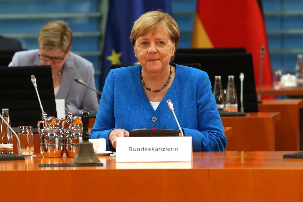 Koronawirus. Kanclerz Niemiec Angela Merkel podczas posiedzenia rządu
