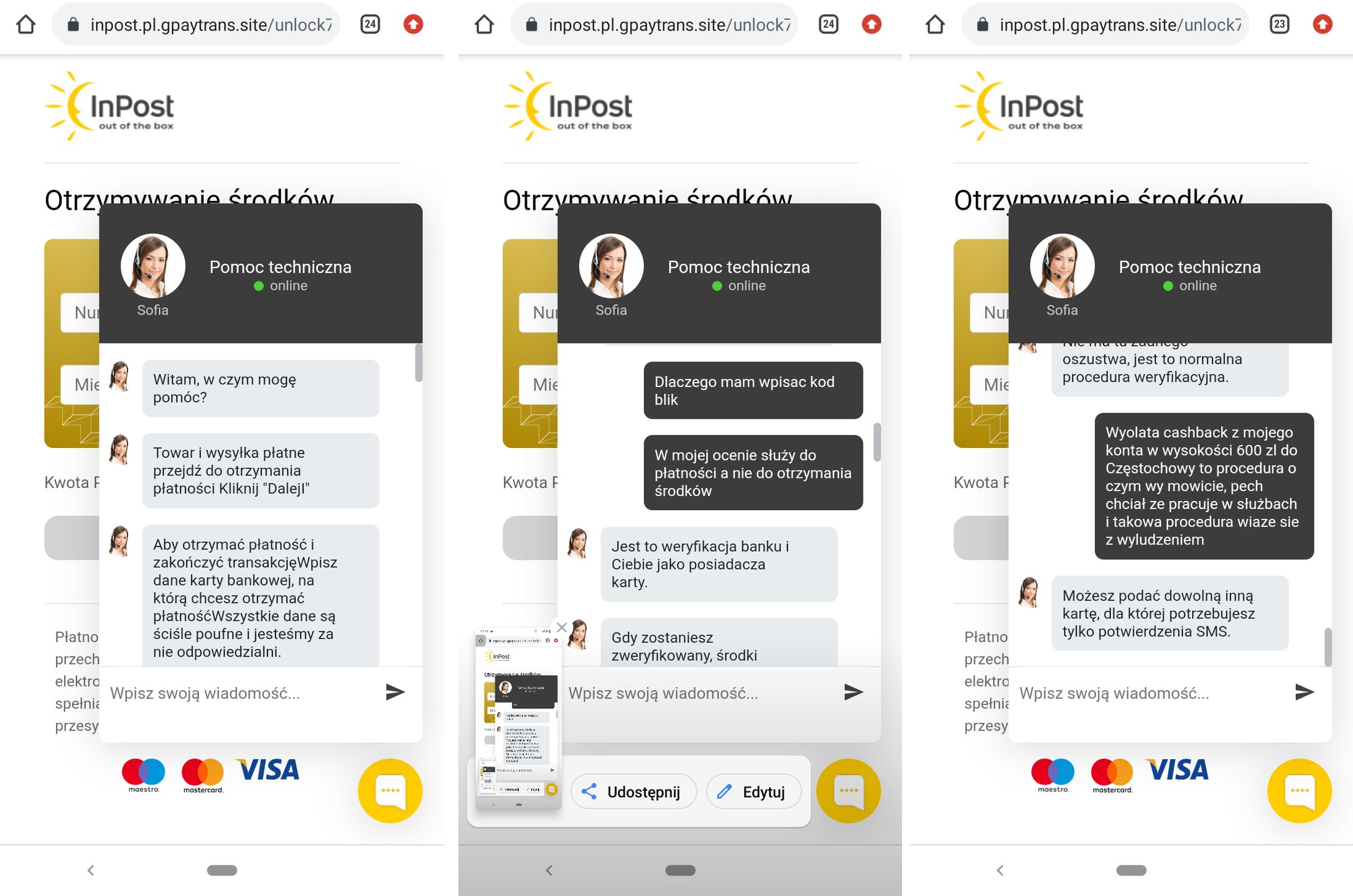 Nasza czytelniczka przesłała też screeny, by pokazać, jak wygląda rozmowa z rzekomym pracownikiem firmy