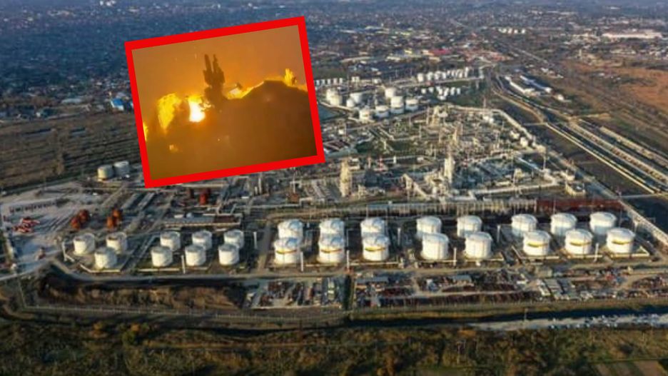 Uszkodzona rafineria w Sławiańsku nad Kubaniem