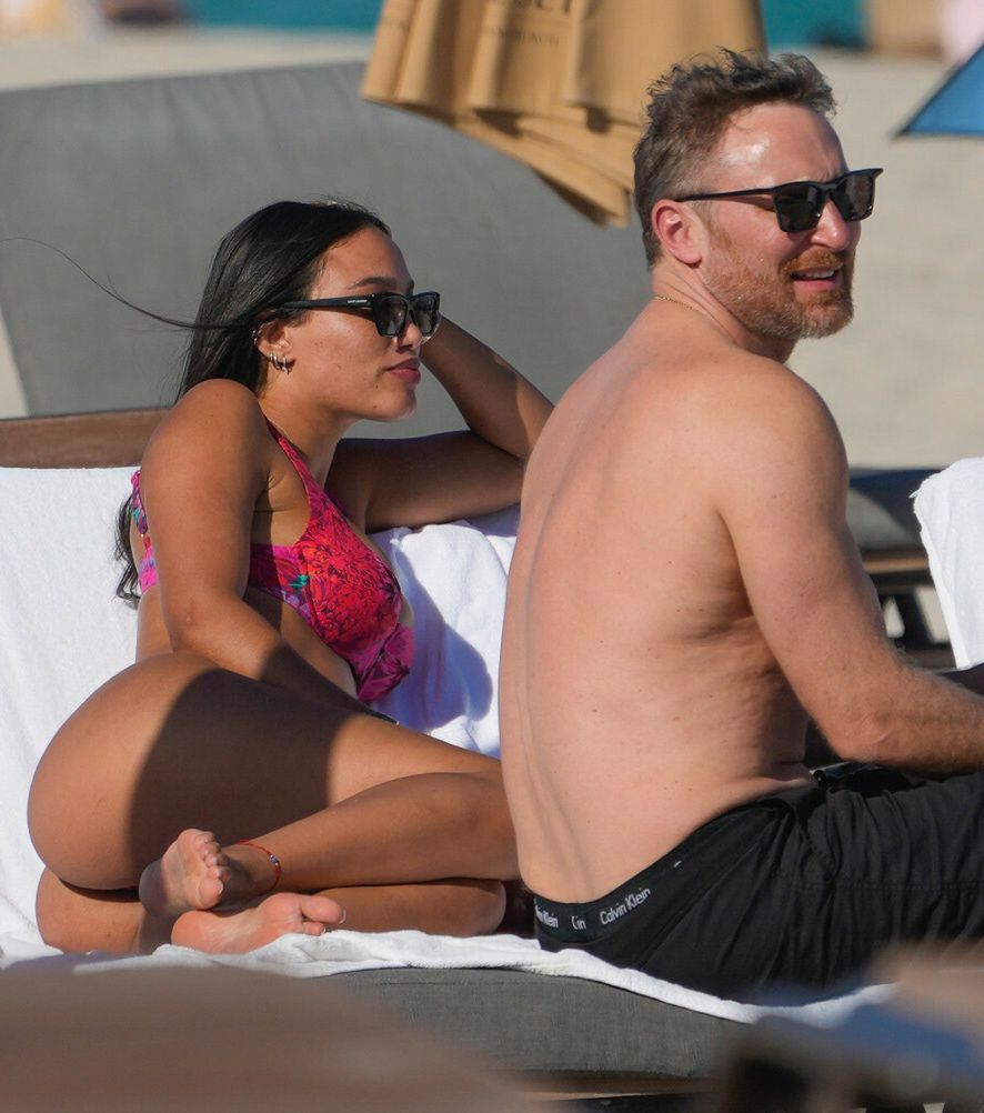 David Guetta, Jessica Ledon i Elettra Lamborghini na plaży