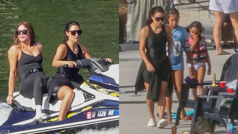 Khloe i Kim Kardashian śmigają na skuterach wodnych. Dzieciom też zapewniły atrakcje (ZDJĘCIA)