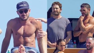 Zac Efron pręży UMIĘŚNIONĄ klatę na jachcie. Towarzyszył mu wianuszek pięknych kobiet i... Gerard Butler. Imponująca forma? (ZDJĘCIA)