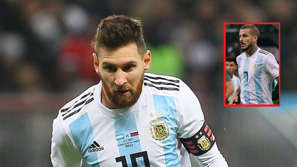 Lionel Messi i Dario Benedetto w barwach reprezentacji Argentyny