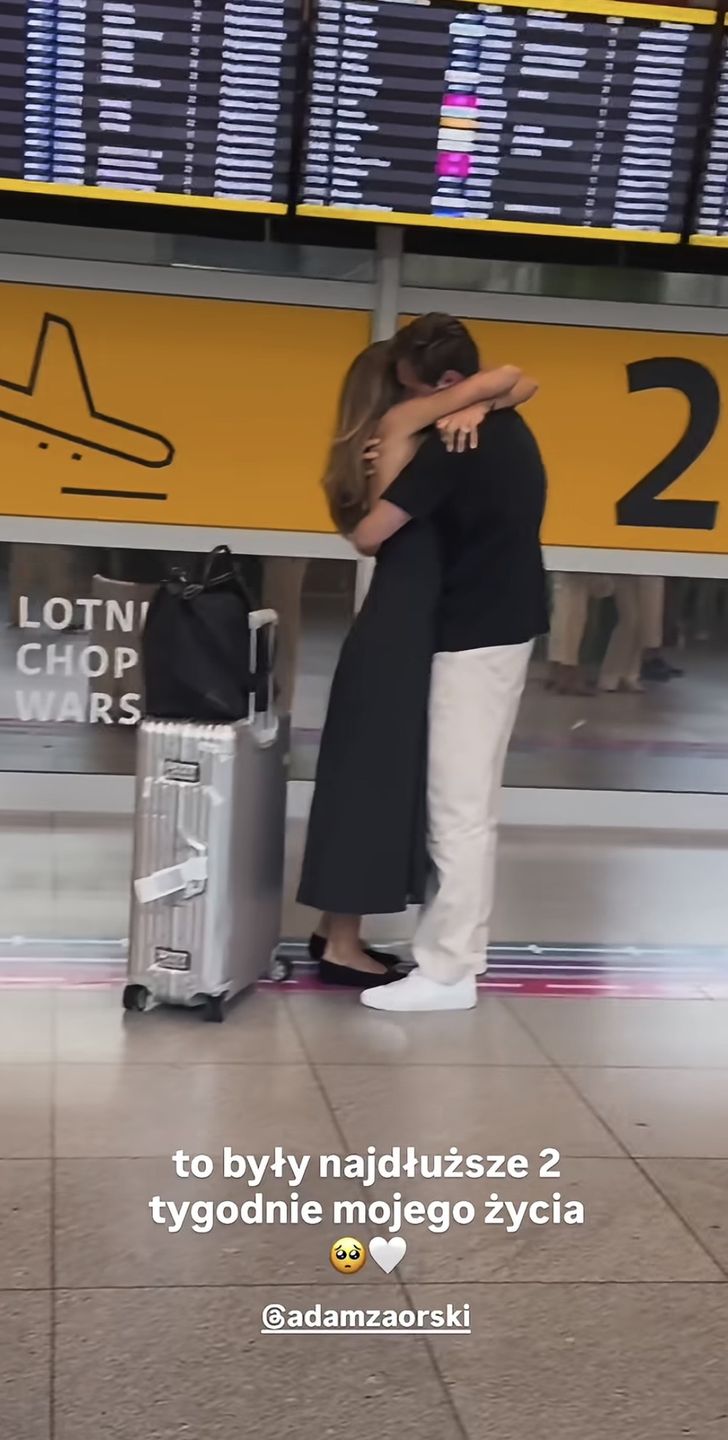 Sandra Kubicka wita ukochanego na lotnisku 