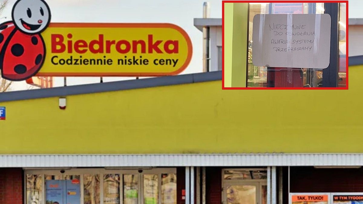 Zamknięta Biedronka w Bydgoszczy.