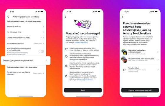 Meta pozwoli użytkownikom na reset Instagrama