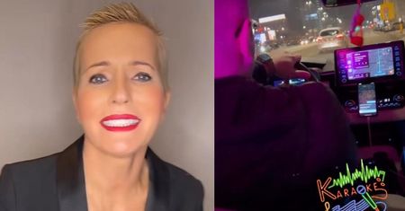 Paulina Smaszcz uzbrojona w mikrofon pieje do piosenki Miley Cyrus podczas nocnej przejażdżki taksówką