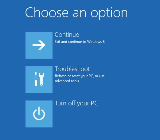 Win 8 - Recovery options