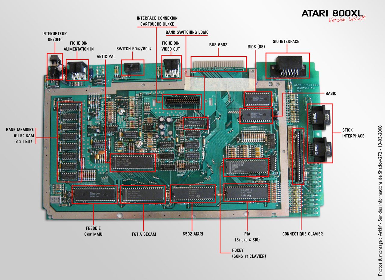 Płyta Atari 800XL w wersji SECAM posiadałua układ MMU Freddy