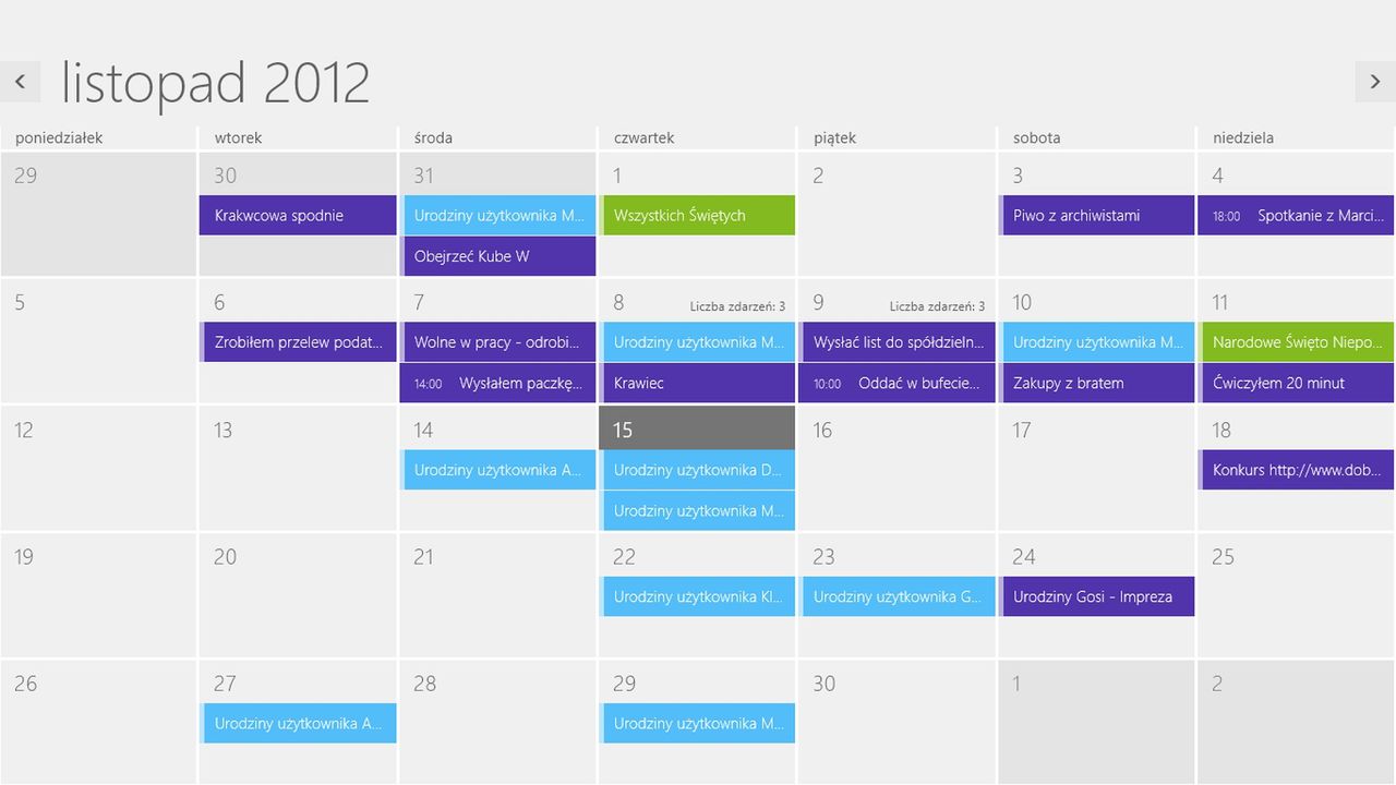 Aplikacja Kalendarz z synchronizacją z Google Calendar oraz Facebook