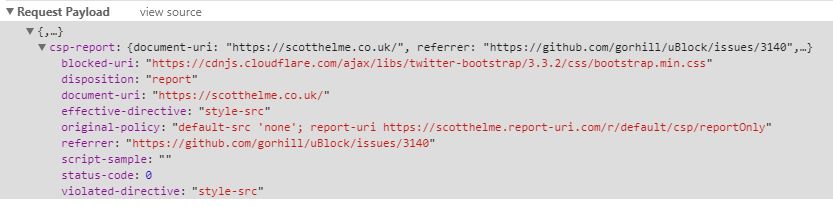 Raport CSP ujawnia odsyłającą witrynę