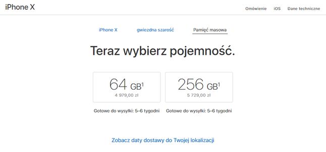 Chcąc zamówić iPhone'a X zaraz po otrzymaniu zachęcającego newslettera od polskiego oddziału Apple, trzeba się już liczyć z wysyłką urządzenia najszybciej w grudniu