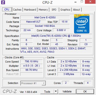 Ekran CPU-Z dla Acer Aspire V5-573PG