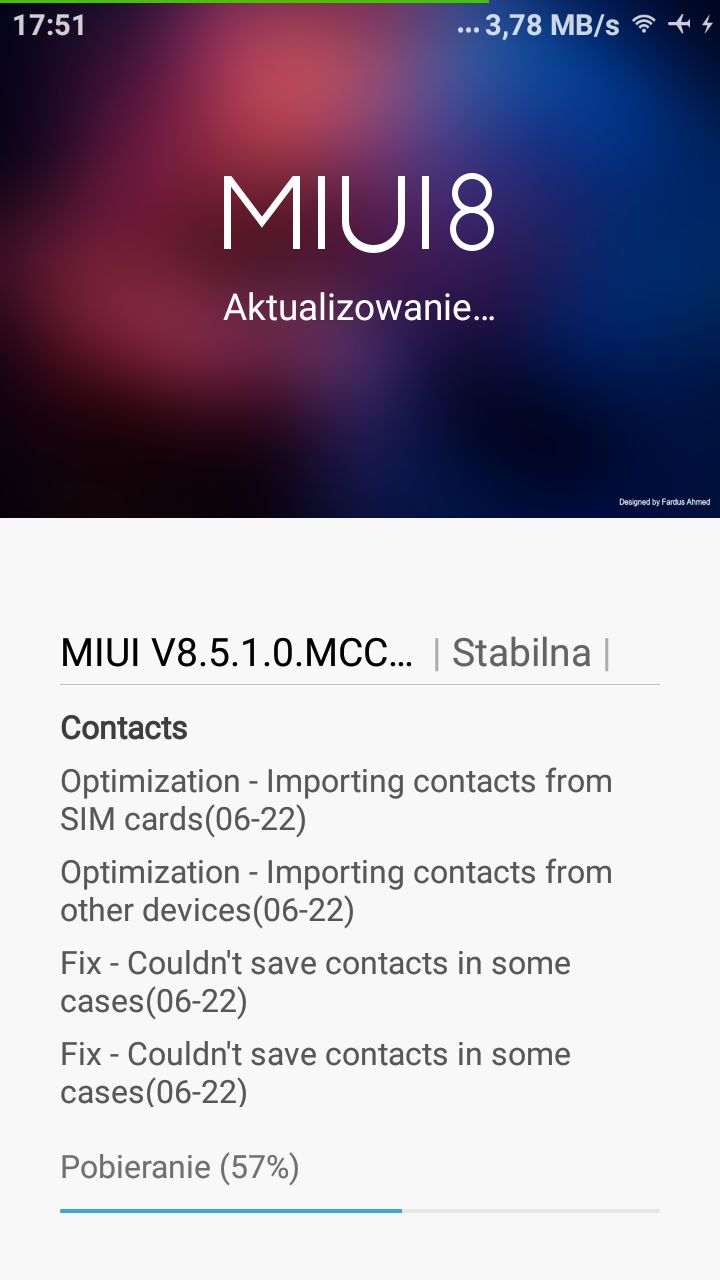 Aktualizowanie MIUI...