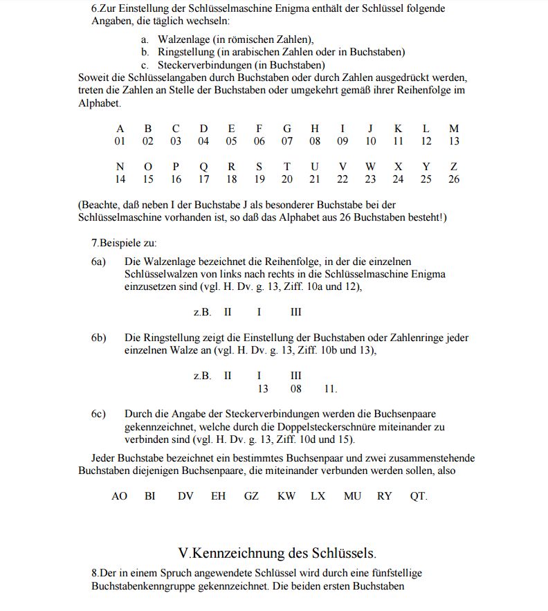 Fragment instrukcji obsługi Enigmy