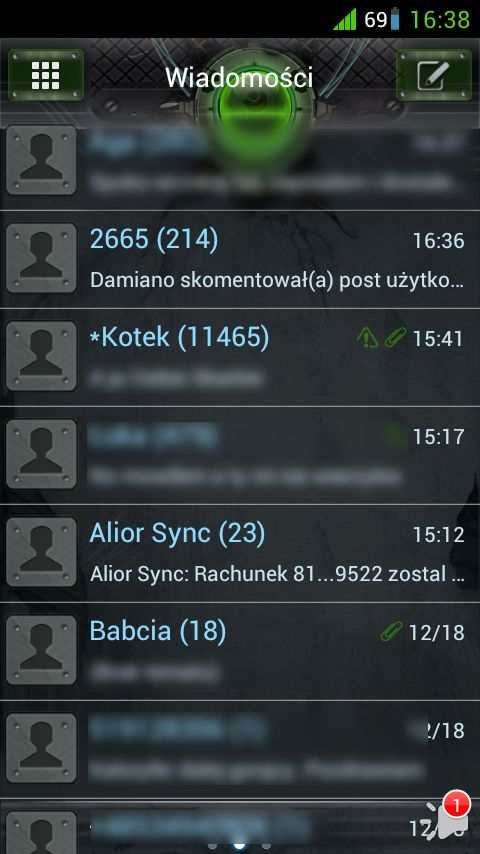 GO SMS Pro z wgraną nową skórką