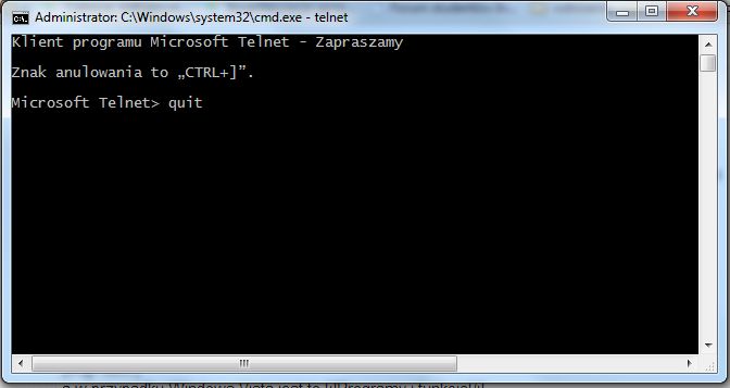 Klient telnet w konsoli WIndows