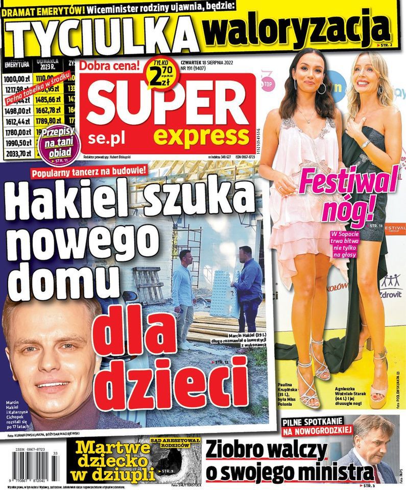 Marcin Hakiel - okładka Super Express 18.8.2022