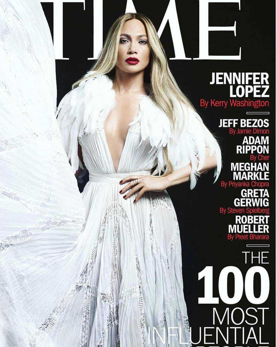 Jennifer Lopez w jasnych włosach na okładce TIME