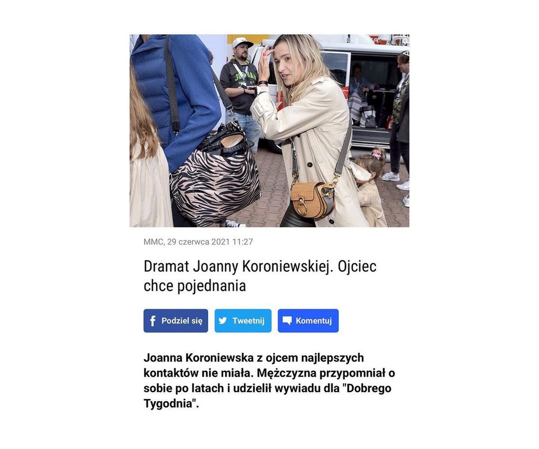 Joanna Koroniewska odpowiada na słowa ojca