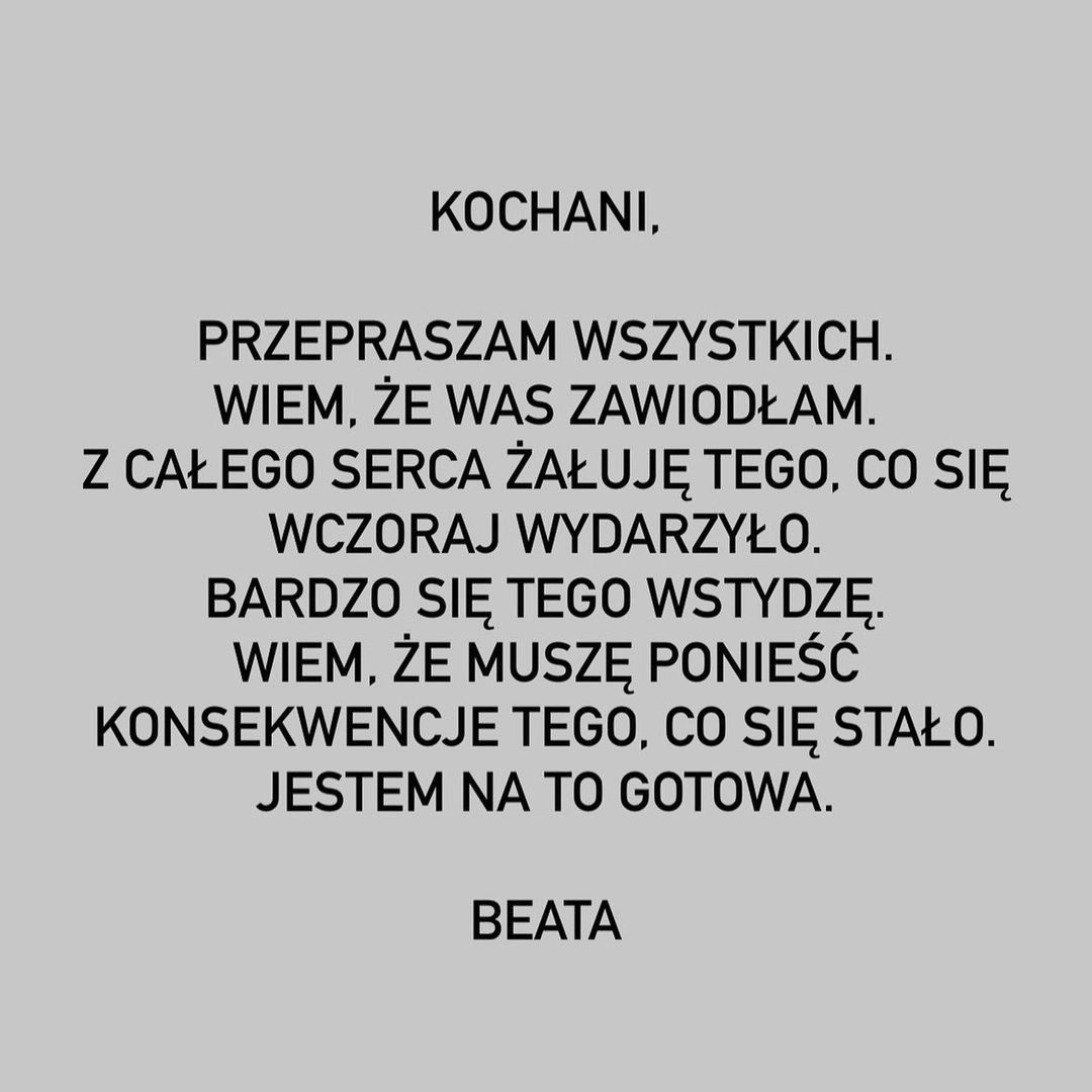 Beta Kozidrak - oświadczenie