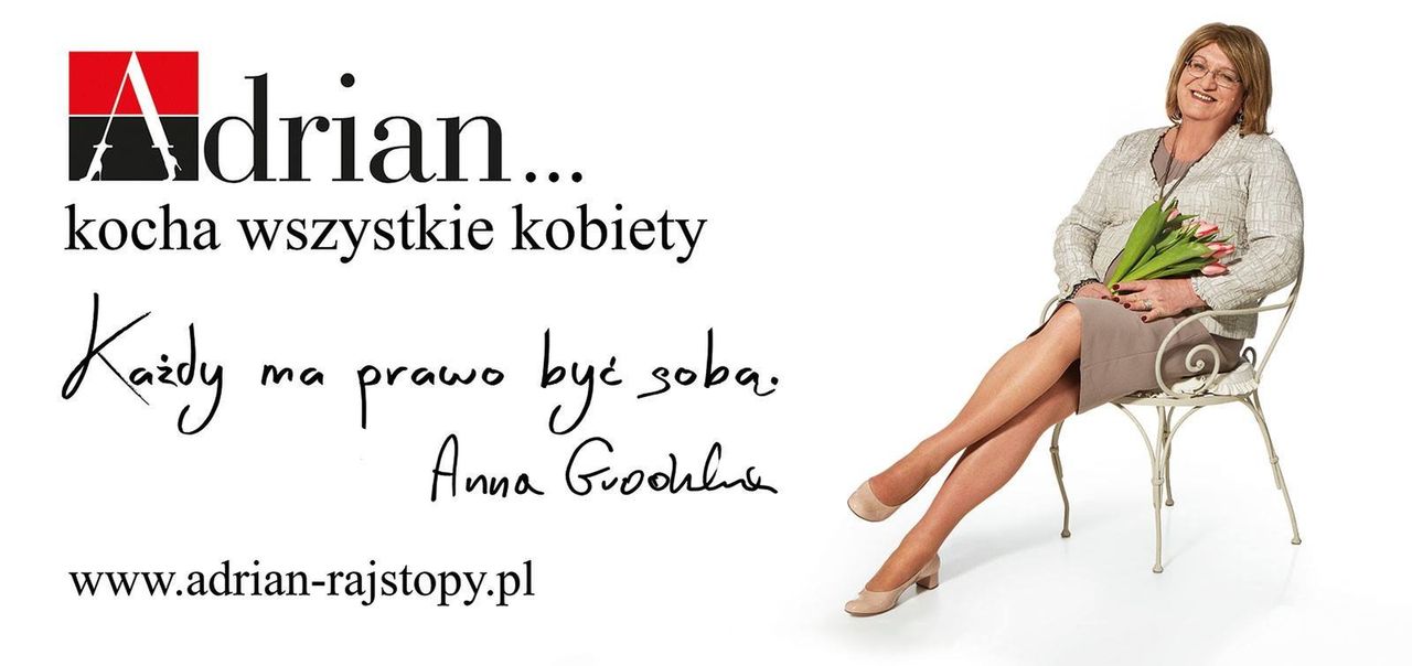 Anna Grodzka w reklamie rajstop (fot. Facebook)