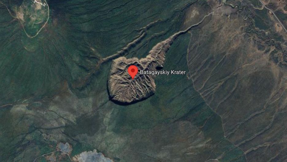 Batagayskiy Krater widziany z lotu ptaka