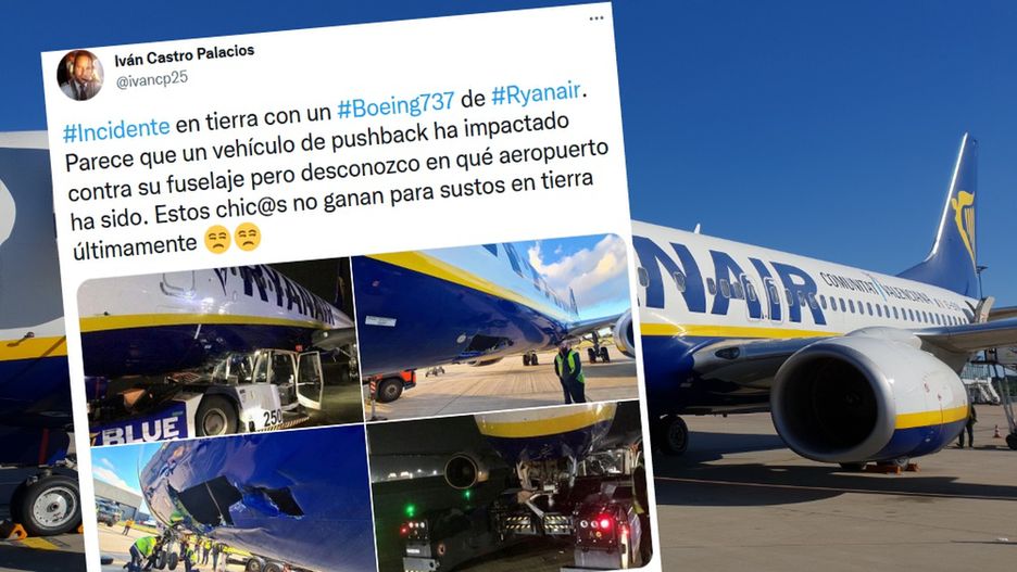 Dziura w kadłubie samolotu Ryanair powstała na płycie lotniska Stansted