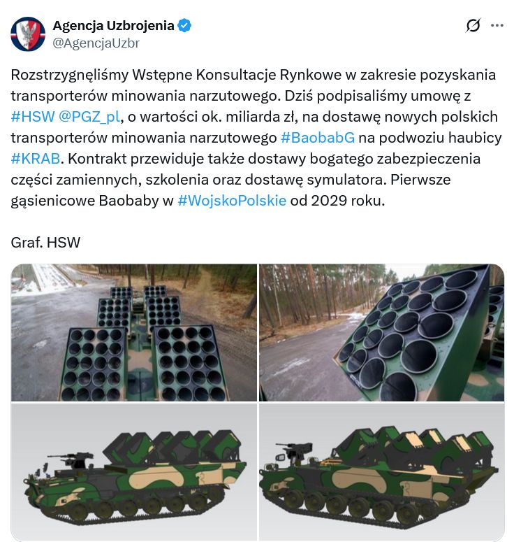 Komunikat Agencji Uzbrojenia w sprawie zamówienia Baobaba-G