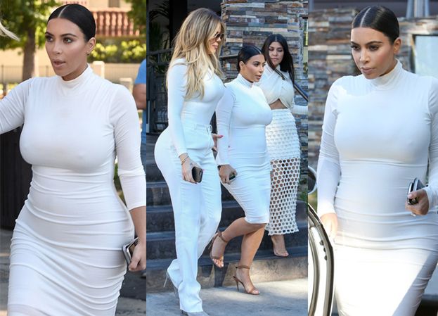 Kardashianki na biało! Widać już brzuch Kim? (ZDJĘCIA)