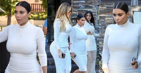 Kardashianki na biało! Widać już brzuch Kim? (ZDJĘCIA)