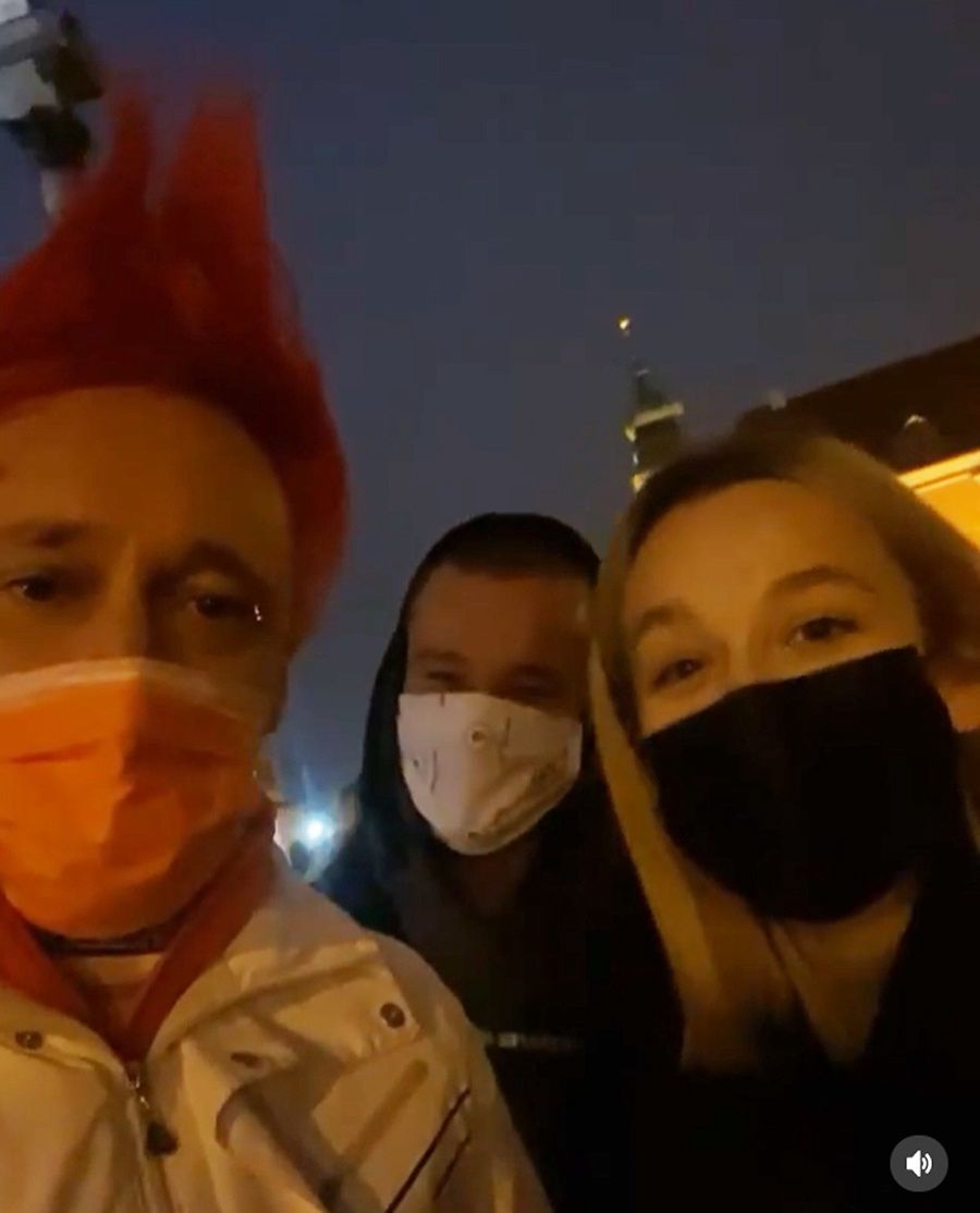 Michał Wiśniewski na proteście artystów