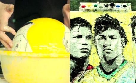 Namalowała Ronaldo, Messiego i Neymara... piłką!