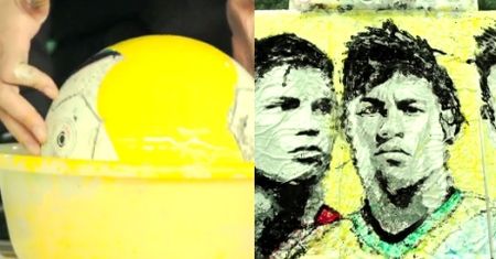 Namalowała Ronaldo, Messiego i Neymara... piłką!
